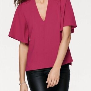 Zara Pink Flutter Sleeve Boxy Blouse